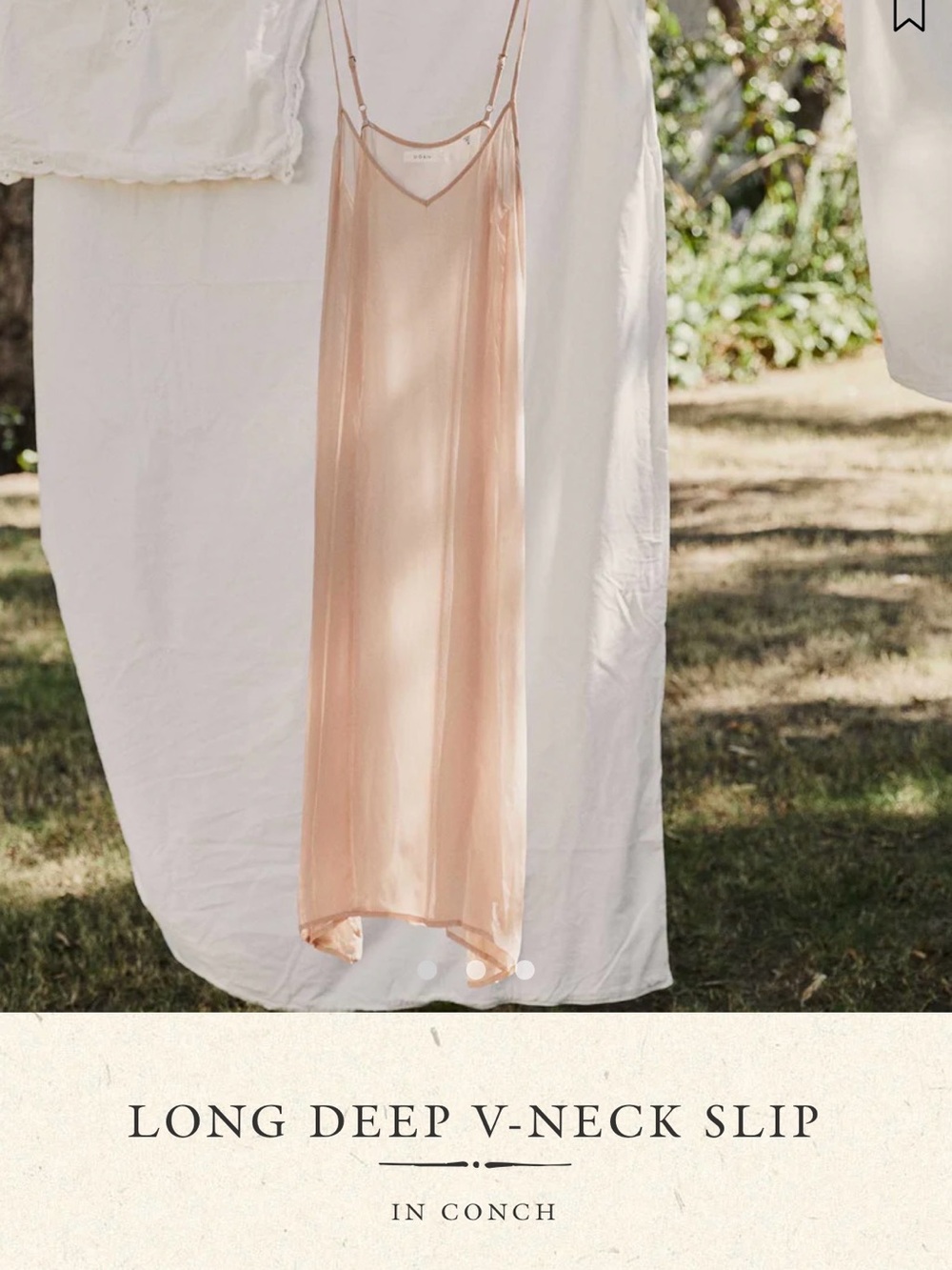 Doen Long Deep V-Neck Slip in Conch Blush NWOT